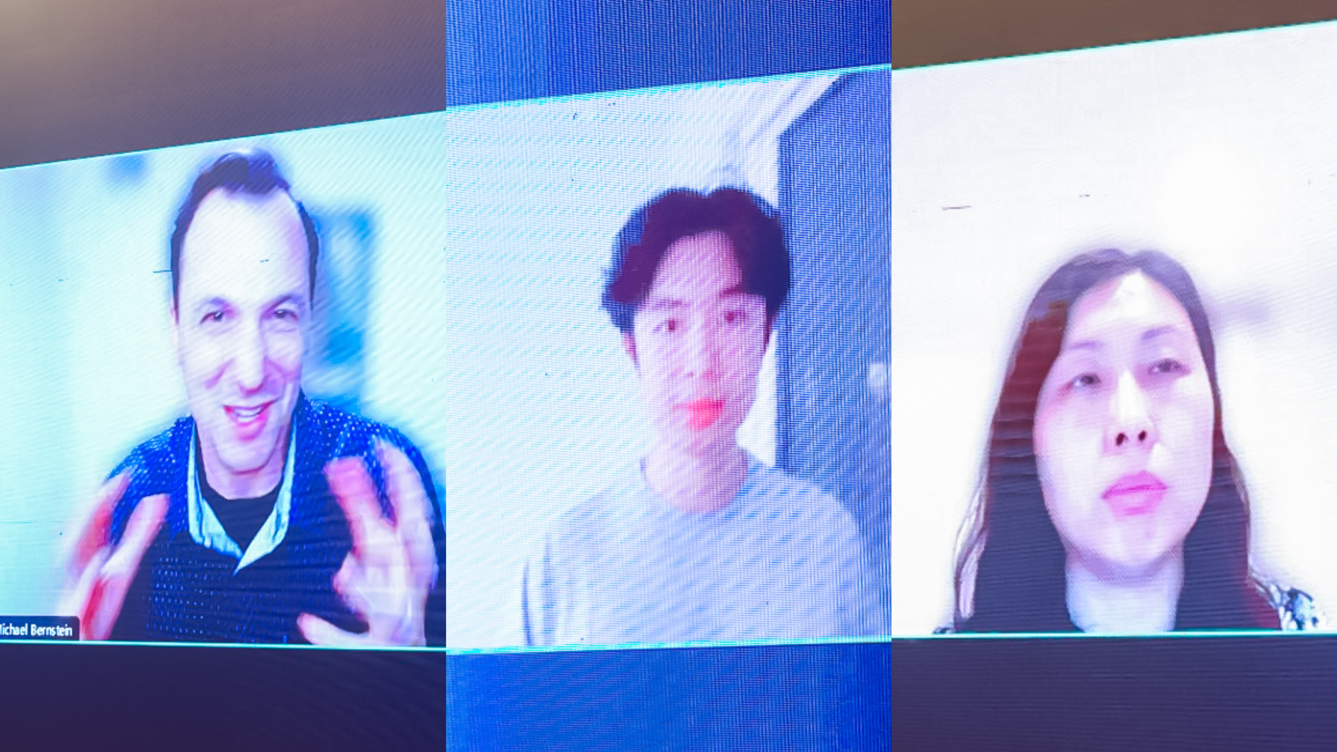 20230910-火博在线计算机系与人工智能研究院基础模型研究中心联合举办首届基础大模型研讨会-嘉艺-Michael Bernstein(左)、Jason Wei(中)、Yan Liu(右)在线上作报告.jpg